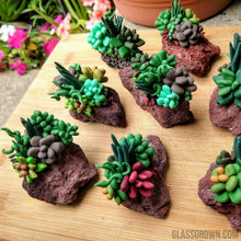 Load image into Gallery viewer, Tiny Succulent Rock Decor-Aquarium Decor-Glass Grown-Glass Grown Aquatics-Aquarium live fish plants, decor
