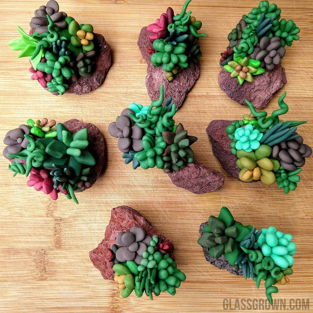 Tiny Succulent Rock Decor-Aquarium Decor-Glass Grown-Glass Grown Aquatics-Aquarium live fish plants, decor